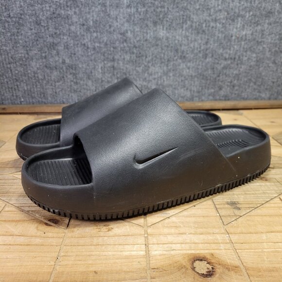 Nike Sandals Mens 12 Womens 13 Calm Slides Black Open Toe Comfort Slip On - Picture 2 of 13